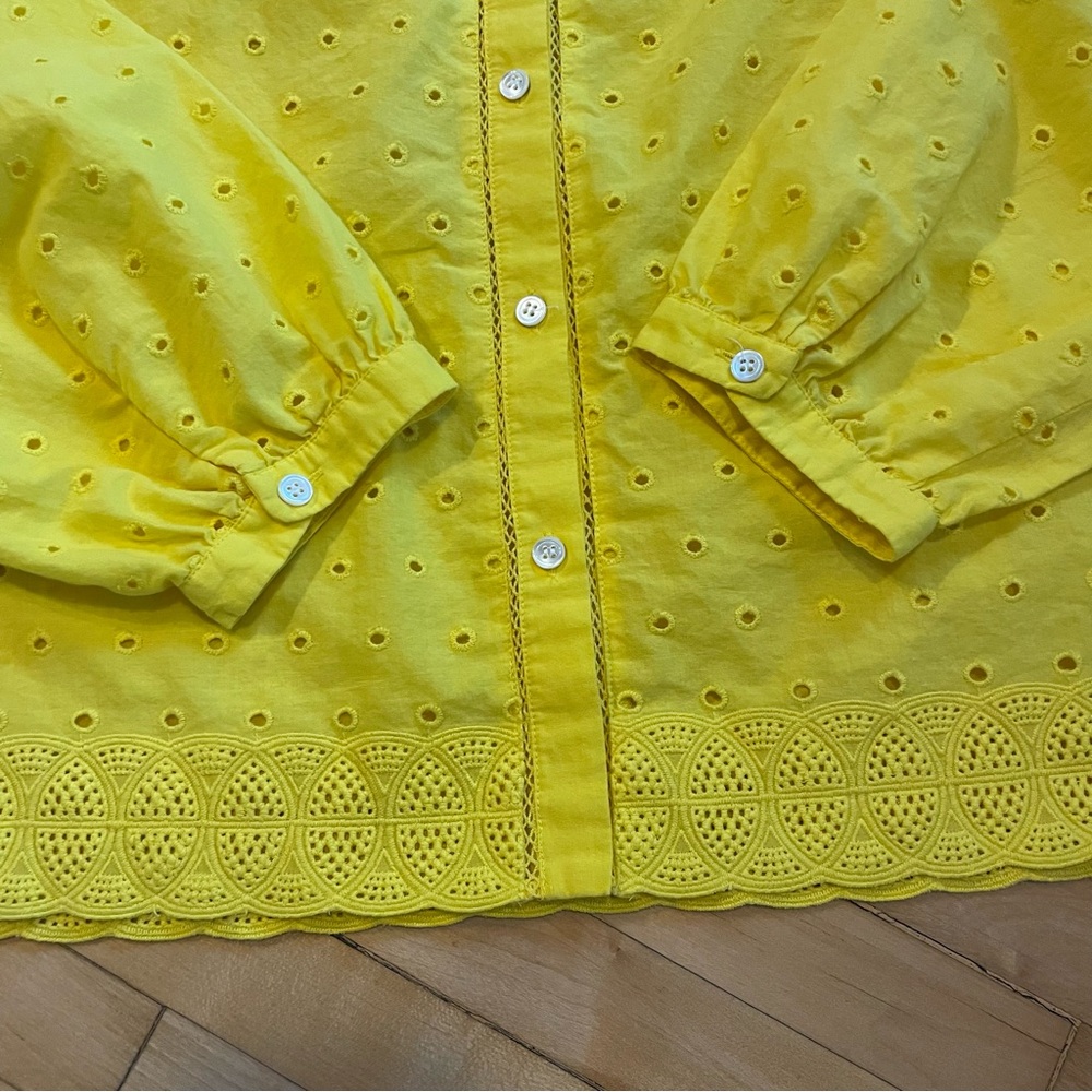 J. CREW Eyelet Lace Button Front Top Shirt Blouse Puff Sleeve Coquette Preppy - Picture 3 of 12